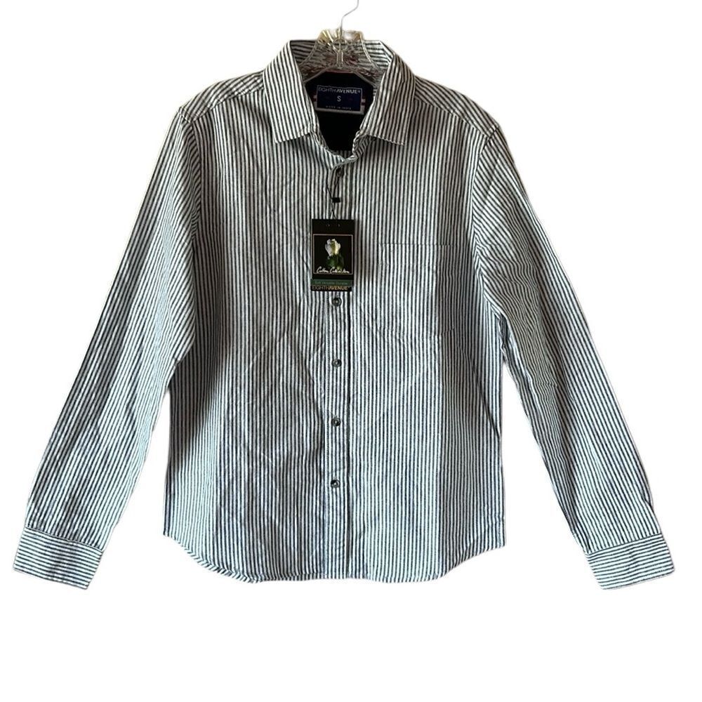 NEW Eighth Avenue Mens Black And White Oxford Shirt